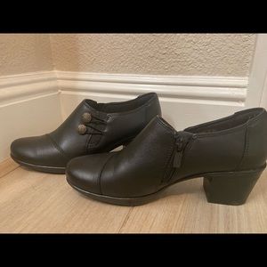 Clark’s. Black booties.